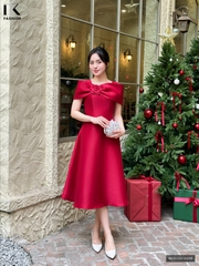 Đầm Tiệc Chùm Vai NK Fashion Công Sở Nữ Sang Trọng, Nữ Tính Vải Mềm Mịn NKDV2410008