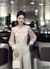 Sơ mi hoa bèo cổ cúc nẹp, kiểu dáng mới, mềm mịn UKSM2502011