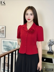 Áo Sơ Mi Cổ Ve Hoa Ngực  Lên Form Đứng Dáng NKSM2412002 ( Không kèm Quần, CV + PK)