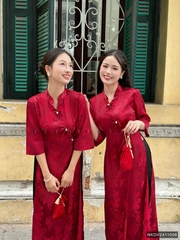 Áo dài gấm 2 tà đan, kiểu dáng mới lạ, chất liệu cao cấp, thanh lịch duyên dáng NKDV2411006 ( ko kèm quần + PK)