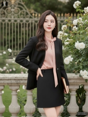 Áo vest không cổ cúc đơn sang xịn, đứng forrm UNAK2509012