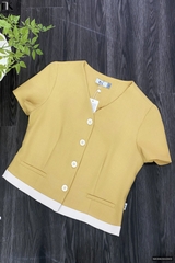 Sơ mi cộc tay phối gấu dễ mặc, kiểu dáng mới lạ NKSM2502003