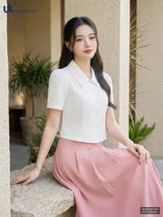 Sơ mi cổ sen ôm vừa gọn gàng UKSM2507024