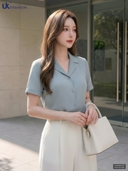 Sơ mi cổ ve kiểu dáng mới lạ, mềm mịn, thoáng mát UKSM2601007