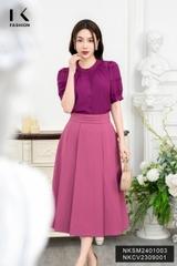 NK Fashion Áo Sơ Mi Cổ Tàu Tròn Mí Tay Nữ Tính, Cách Điệu NKSM2401003