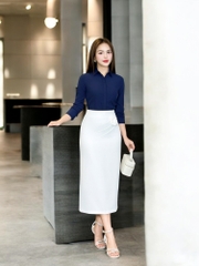 Chân Váy Bút Chì Hoa Eo Kiểu Dáng Basic Thanh Lịch Tôn Dáng, Co Giãn Nhẹ NKCV2410002