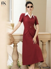 Đầm phối cổ cúc bọc kiểu dáng thanh lịch, sang chảnh LUDV2506001