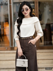 Sơ mi tay lỡ vạt cổ xếp điệu đà phong cách hiện đại LUSM2601022