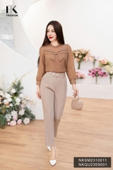 NK Fashion Sơ Mi Bèo Cổ  Xếp Ngực Vạt Nơ Thanh Lịch, Nữ Tính NKSM2310011