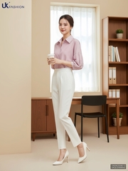 Sơ mi cổ đức bấu mí tay lịch sự UNSM2508013