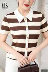 Áo thun kẻ to cúc nẹp kiểu dáng mới, trẻ trung, năng động NKAT2502007