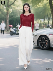 Áo len nhún lệch cực trẻ trung và dễ mặc UNAL2510008