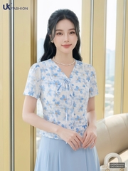 Sơ mi cổ tim bo gấu UKSM2606008 ( Áo rời ko kèm CV/QU/PK)