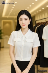 Sơ mi cổ kiểu bo gấu nắp túi UKSM2507026