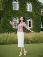 Sơ mi cổ sen peplum thanh lịch, nhẹ nhàng UNSM2509009