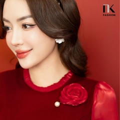 NK FASHION Hoa Mẫu Đơn Xiên Ngọc Phụ Kiện Cài Áo Đẹp Sang, Cao Cấp NKPK2312001