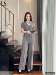 Bộ Đồ Quần Ống Đứng Và Áo Vạt Chéo Phối Cúc Bọc Thanh Lịch NKBD2412005 ( Ko kèm PK )