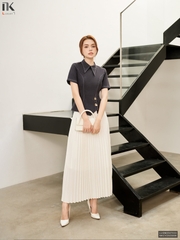 Sơ mi diễu cúc peplum pha trộn phong cách cổ điển và hiện đại LUSM2507033
