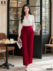 Sơ mi cổ V lá cổ dễ mặc UNSM2507025