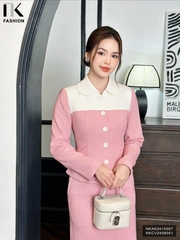 Áo Kí Giả Phối Màu Cổ Sen NK Fashion Công Sở Nữa Trẻ Trung, Thanh Lịch Vải Mềm Mịn NKAK2410007 ( ko kèm CV + PK)