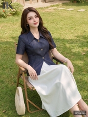 Kí giả demin 3 cúc lá cổ mềm mại mà sang LUAK2509007