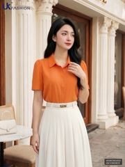 Áo Sơ Mi nữ UK Fashion cổ đức cọc tay mí nẹp, chất liệu lụa không nhăn UKSM2401016