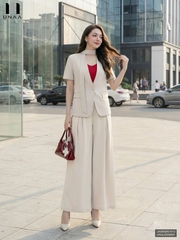 Blazer cộc tay không cổ trẻ trung, kèm khăn cổ dịu dàng UNSM2601013