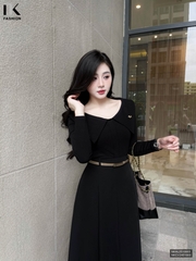 Áo len lá cổ mí kép kiểu cách, dịu dàng NKAL2510003