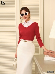 Áo len cổ tim tay lỡ mềm mại, ấm áp, dễ mặc NKAL2508003