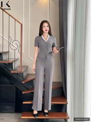 Bộ Đồ Quần Ống Đứng Và Áo Vạt Chéo Phối Cúc Bọc Thanh Lịch NKBD2412005 ( Ko kèm PK )