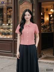 Sơ mi cổ sen súp eo kép UKSM2605005 ( Áo rời ko kèm CV/PK )