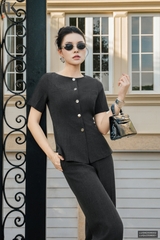 Áo kí giả cổ thuyền cơi túi sang xịn LUSM2506002 ( Ko kèm chân váy/Phụ kiện)