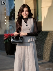 Chân váy text min dài xếp ghép set cùng màu sang mịn NKCV2510002