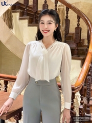 Sơ mi tơ cổ vạt hoa cực xinh xắn UKFSM2409014