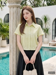 Sơ mi croptop cổ đức hoa mát lịm, nhẹ nhàng, thoải mái NKSM2605016