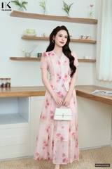 Set hoa áo peplum + chân váy xoè xinh xắn, điệu đà NKBD2503003 ( Bao gồm cả áo và chân váy)