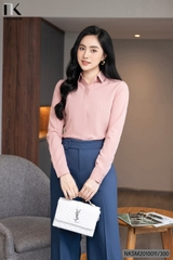 Áo Sơ Mi Dài Tay Cổ Đức Nẹp Dấu Khuy cơ bản phù hợp nhiều kiểu dáng NKSM2010011 ( Ko kèm QU/CV/PK)