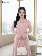Set linen áo cổ sen hoa mai + chân váy xòe UKBD2606006 ( Cả áo + chân váy )
