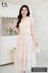 Áo Sơ Mi Tơ Ép Bèo Cổ Gấu NK Công Sở Nữ Thanh Lịch Nữ Tính Vải Mềm Mịn NKSM2405010
