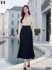 Sơ mi cổ V lá cổ dễ mặc UNSM2507025