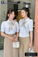 Áo Sơ Mi Tay Lỡ Cổ Đức Kiểu UK Fashion Thanh Lịch, Nữ Tính Vải Mềm Mịn UKSM2407009