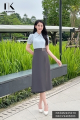 Áo Sơ Mi Biến Kiểu Xếp Vai NK Fashion Công sở Nữ Thanh Lịch Vải Mềm Mịn NKSM2405018