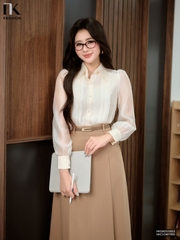 Sơ mi tơ xếp bấu mí nhẹ nhàng duyên dáng NKSM2510003