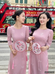 Áo dài hoa dệt nổi, đẹp, chất liệu cao cấp, kiểu dáng thanh lịch NKDV2411007 ( ko kèm quần + PK)
