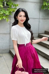 NK Fashion Áo Sơ Mi Cổ Tàu Bèo Tay Cộc Trẻ Trung, Thanh Lịch Nữ Tính NKSM2403001