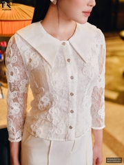 Sơ mi lá cổ phối ôm vừa kiểu cách NKSM2507002