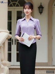 Sơ mi V cổ tay lỡ thanh lịch, dịu dàng UKSM2508008