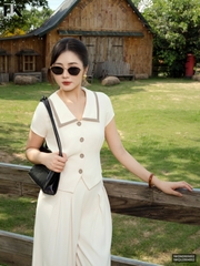 Sơ mi cổ lá cúc bọc phối màu thiết kệ mới kiểu dáng khác biệt tạo phong cách NKSM2605002