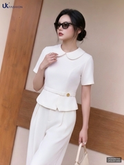 Sơ mi cổ sen đai cúc UKSM2607005 ( Áo rời không kèm QU/CV/PK )
