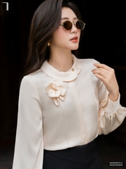 Sơ mi lụa hoa ngực NKSM2607015 (Áo rời - Không kèm CV/QU/PK)